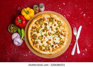 Chicken Fajita Pizza Tilted Top View Stock Photo 2206386551 | Shutterstock