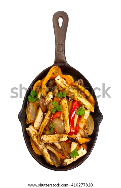 Chicken Fajitas Isolated Over White Background Stock Photo 410277820 ...