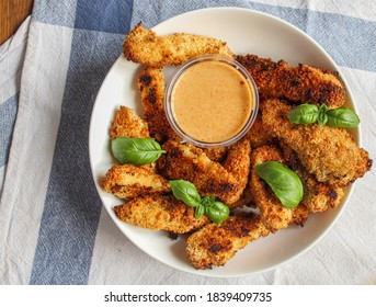 Chicken Fingers Bowl From Top View. 