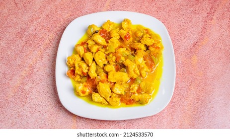 Chicken Goulash Plate Isolated Close Up