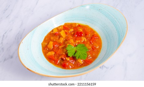 Chicken Goulash Plate Isolated Top View