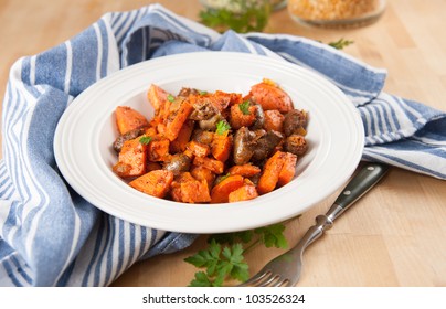 Chicken Hearts Sauteed With Sweet Potatoes And Fresh Herbs