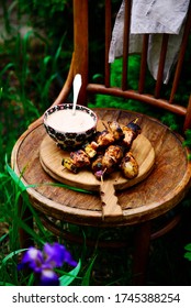 Chicken Honey Mustard Kebab..style Rustic.selective Focus