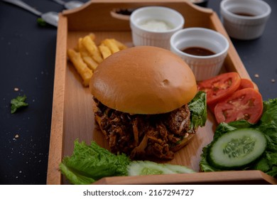 Chicken Jalapeno Burger With Potato Fires As Sideline