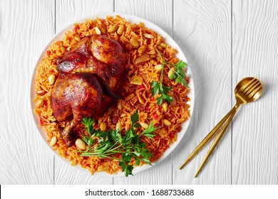 Chicken Kabsa - Homemade Arabian Rice, Top View