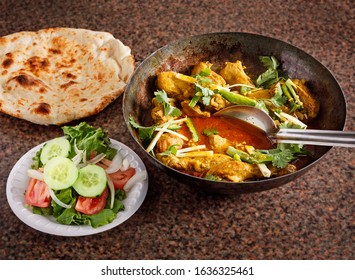 Chicken Karahi Entree Served With Salad And Nann Bread