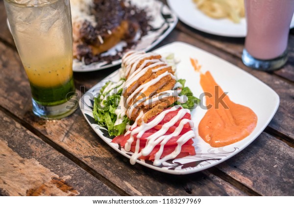 Chicken Katsu Salad Mayonnaise Dressing Stock Photo Edit Now 1183297969