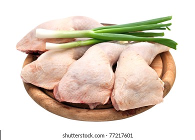 Chicken Leg Quarters Isolated On White Background.