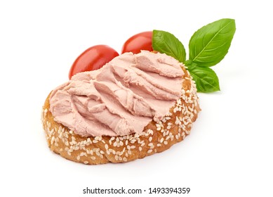 Chicken Liver Pate Sandwich, Isolated On White Background.