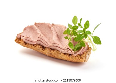 Chicken Liver Pate Sandwich, Isolated On White Background