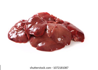 Chicken livers on a white background