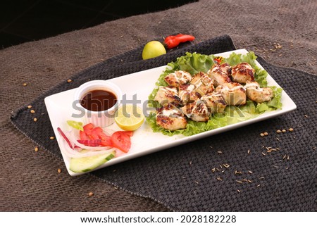 Chicken Malai Boti with background