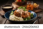 Chicken Maryland - Fried chicken dish with cream gravy and mashed potatoes.
