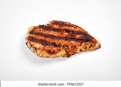 Chicken meat. Grilled fillet pieces isolated on white background.