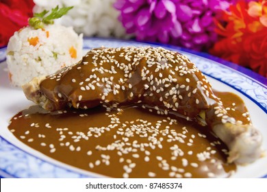 Chicken Mole Mexican Dish. Also Known As Mole Poblano. Low View