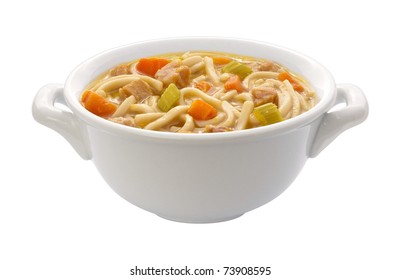 Chicken Noodle Soup Isolated With A Clipping Path