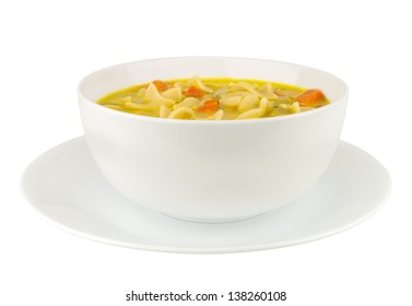 Chicken Noodle Soup Isolated On White Background