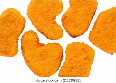 Chicken nuggets on a white background Close-up. Horizontal orientation