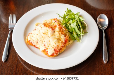 Chicken Parmigiana With Cheese And Pasta