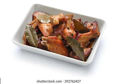 chicken and pork adobo, filipino food isolated on white background