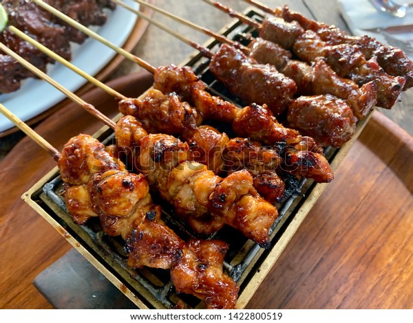 Chicken Pork Bbq Sate Sticks Traditional Stock Photo (Edit Now) 1422800519