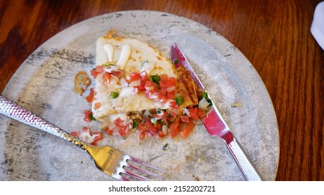 Chicken Quesadilla Plate Silverware Dining