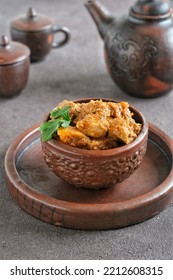 Chicken Rendang In Bowl On The Table, Indonesian Food, Selective Focus