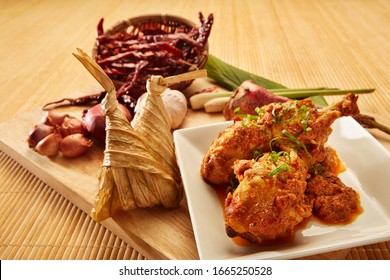 Chicken Rendang And Ketupat, A Malaysian Dish Usually Served For Festive Season