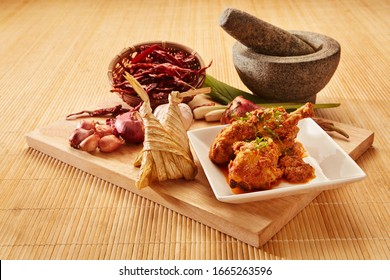 Chicken Rendang And Ketupat, A Malaysian Dish Usually Served For Festive Season