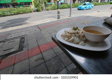 Chicken Rice Stall On Bangkok Sidewalk