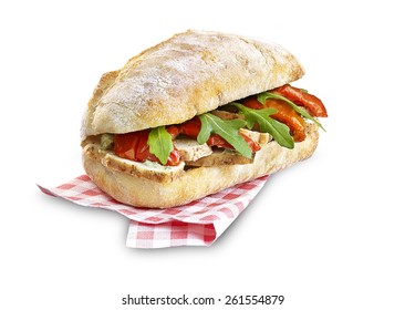 Chicken And Salad Ciabatta Sandwich With Clipping Path