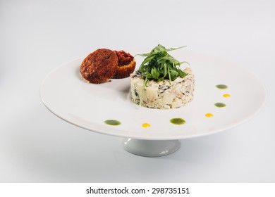 chicken salad on white plate - Shutterstock ID 298735151