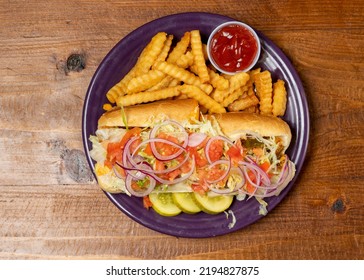 Chicken Sandwich With Crinkle Cut Fries