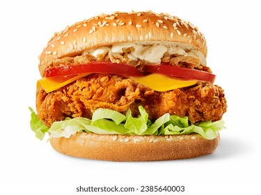 Chicken sandwich Fried chicken Chicken fingers Hamburger, chicken burger, food, recipe, cheese png - Powered by Shutterstock