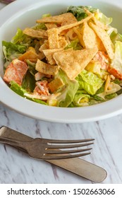 Chicken Santa Fe Salad With Tortilla Strips And Spicy Chipotle Ranch Dressing