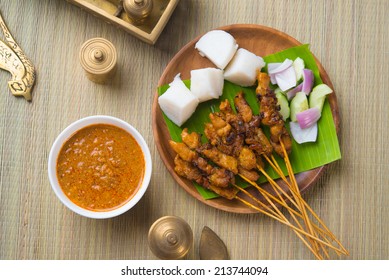 Chicken Satay Shot From Top Down 