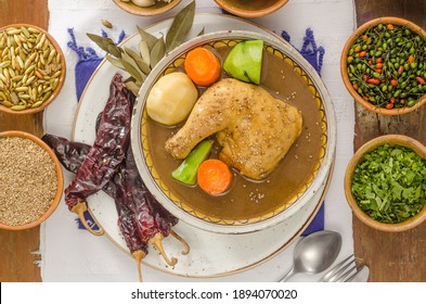 Chicken in sauce with spices, typical dish of Latin America.