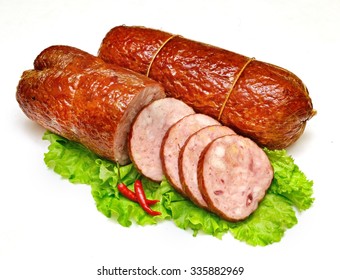 Chicken Sausage On A White Background