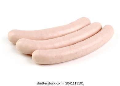 Chicken sausages, isolated on white background
