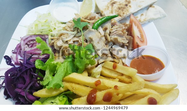 Chicken Shawarma Doner Kebab Platter Stock Photo Edit Now