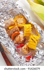 Chicken Shish Kebab And Grilled Corn
