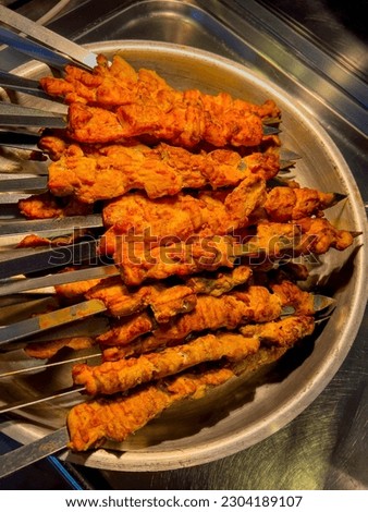 CHICKEN SHISH KEBABS at catering event on some festive event, restaurant, party or wedding reception