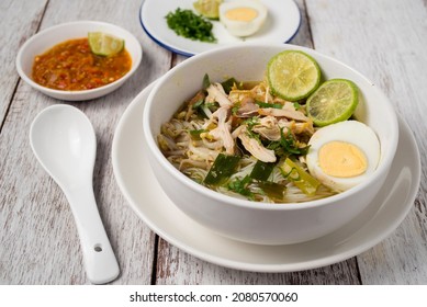 Chicken Soto or Soto Ayam in Indonesia. Soto ayam is a traditional Indonesian dish which uses ingredients such as chicken, vermicelli, bean sprout with turmeric as main ingredient add in the broth.