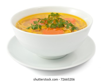 Chicken Soup Isolated On White