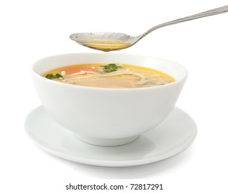 Chicken Soup Isolated On White