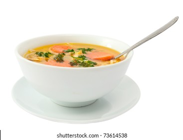 Chicken Soup Isolated On White