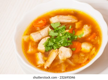 Chicken Soup With Vegetables And Mushroom