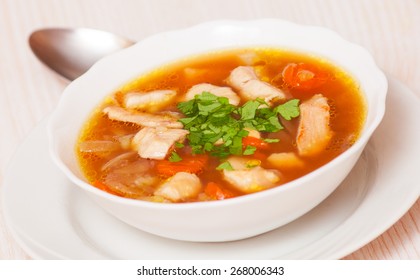 Chicken Soup With Vegetables And Mushroom