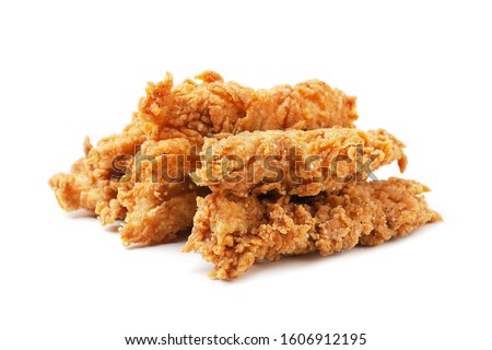 Chicken strips nuggets isolated on a white background