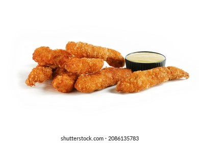 Chicken tender with sauce on white background  - Shutterstock ID 2086135783